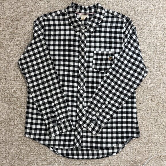 U.S. Polo Assn. Tops - U.S. Polo Assn Women’s Black & White Gingham Flannel Shirt Medium Cotton Plaid B
